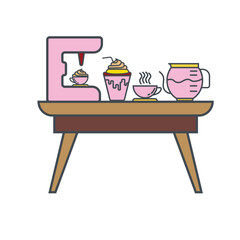 Coffee table icon. Lineal color style. Can be used for web and mobile.