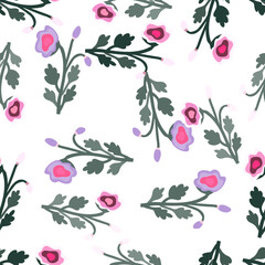 Abstract strange flower seamless pattern. Creative botanical floral ornament. Contemporary plants endless wallpaper