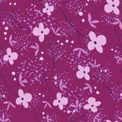 Romantic hand drawn flower seamless pattern. Simple abstract floral wallpaper. Doodle plants endless background.