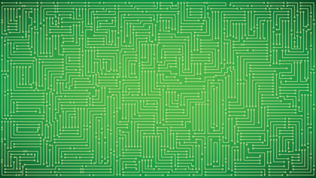 Microcircuits on a green background
