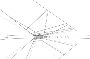 Fototapeta premium Architecture building 3d drawing vector illustration