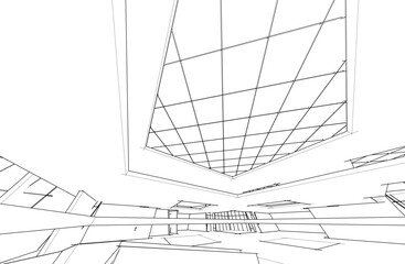 Architecture building 3d drawing vector illustration