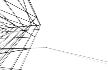 Architecture building 3d drawing vector illustration