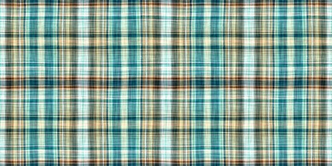 Teal rustic coastal beach house border check fabric tile. Seamless sailor flannel edging trim textile. Gingham rustic banner ribbon endless tape.