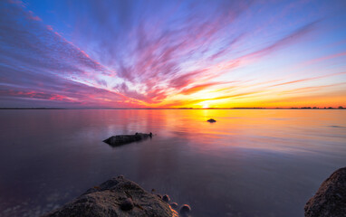 sunset over the lake
