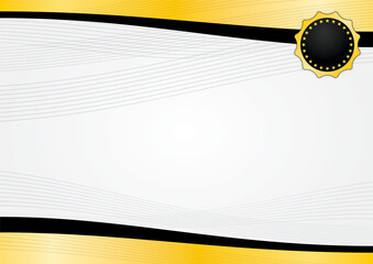 Certificate template with curved golden border.
