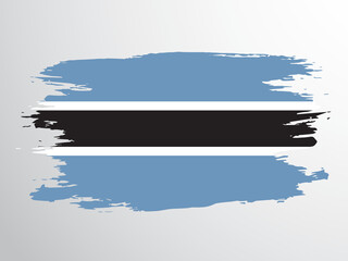 Flag of Boswana hand drawn by brush
