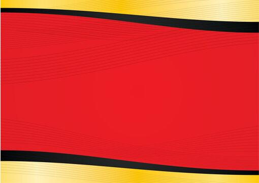 Abstract red background with black and golden border.