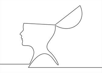 Fototapeta premium Creative thinking, imagination, genius, thought process. Line with editable stroke