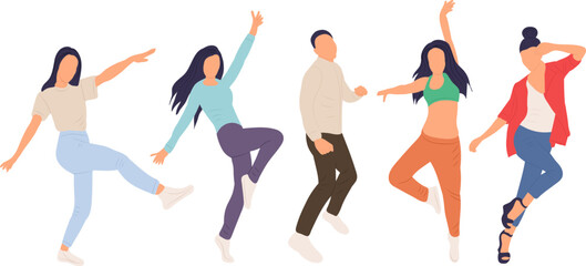 dancing people in flat style, isolated, vector