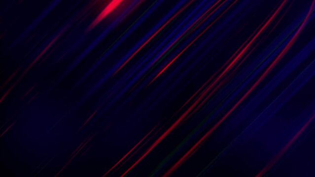 Abstract colored background with glowing moving lines in red and blue. Dark background with bright elements. Video animation with glow