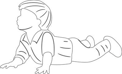 baby lies sketch on white background isolated, vector