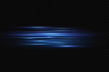 Motion light effect for banners. Blue lines. The effect of speed on a blue background.
