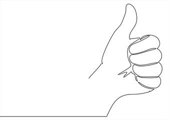 continuous line hand thumbs up vector