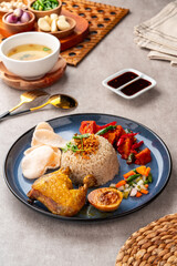 Steamed Rice with Fried Chicken or Hainanese Chicken Rice.