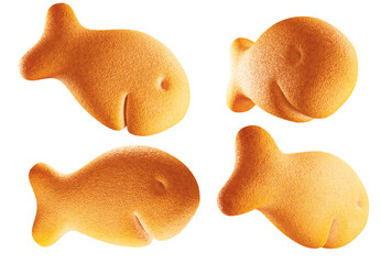 Fish Shaped Crackers on a White Background. 3d illustration