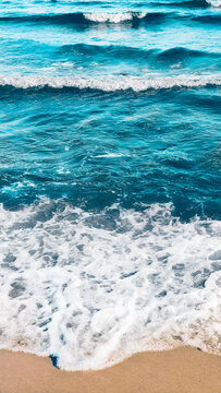 Deep blue waves. Blue waves background. © darkness12