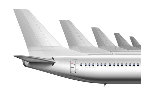 3D Blank Glossy White Airplane Or Airliner Tail