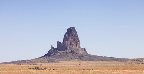 Desert Rocky Mountain American Landscape. Sunny Blue Sky Day. Arizona, United States. Nature Background Panorama