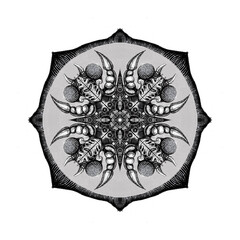 Black mandala drawing on white background