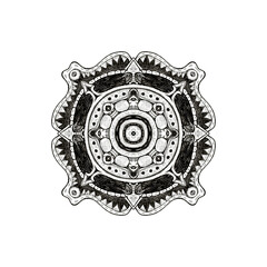 Black mandala drawing on white background