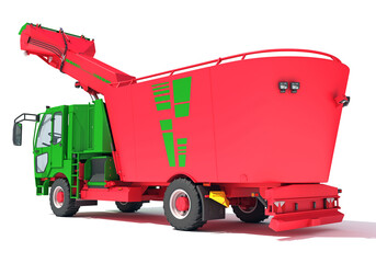 Fodder Mixing Wagon Truck 3D rendering on white background