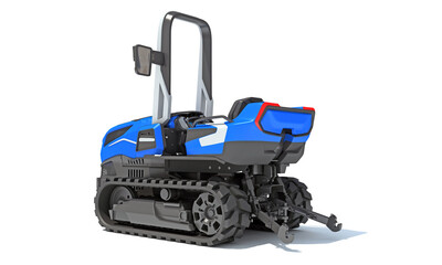 Tracked Tractor farm equipment 3D rendering on white background