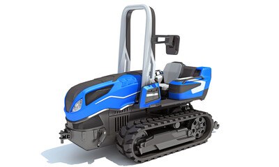Fototapeta premium Tracked Tractor farm equipment 3D rendering on white background