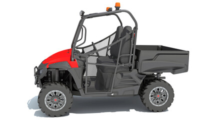 UTV Utility Vehicle 3D rendering on white background
