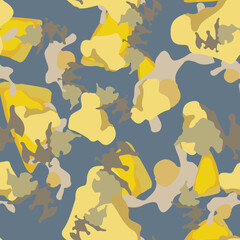 Urban camouflage of various shades of yellow, grey and blue colors