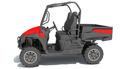 Naklejka premium UTV Utility Vehicle 3D rendering on white background