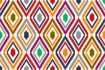 ikat seamless diamond pattern Can be used in fabric design for background, wallpaper, carpet, textile, clothing, wrapping, accessories, decorative paper, embroidery illustration vector.
