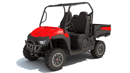 UTV Utility Vehicle 3D rendering on white background