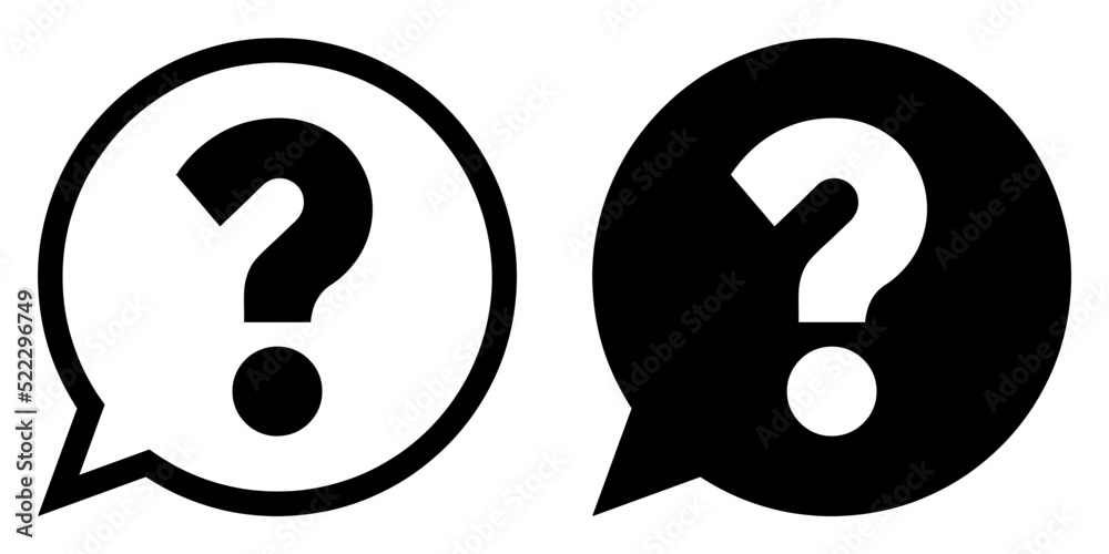 Fototapete ofvs66 OutlineFilledVectorSign ofvs - question mark vector icon . isolated transparent . help speech bubble sign . problem / chat question . black outline and filled version . AI 10 / EPS 10 . g11375