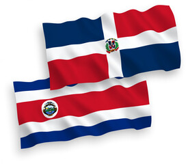 Flags of Republic of Costa Rica and Dominican Republic on a white background