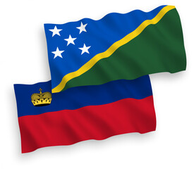 Fototapeta premium Flags of Liechtenstein and Solomon Islands on a white background