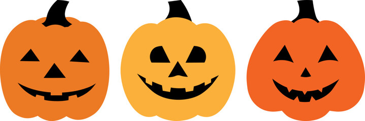 Set Scary Pumpkin Halloween vector illustration