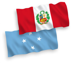 Flags of Federated States of Micronesia and Peru on a white background