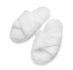 Pair of soft slippers isolated on white