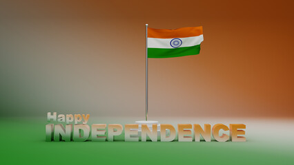Indian independence day poster design in 3d illustration, 15th august festival celebration, Indian...