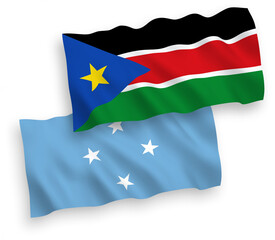 Flags of Federated States of Micronesia and Republic of South Sudan on a white background