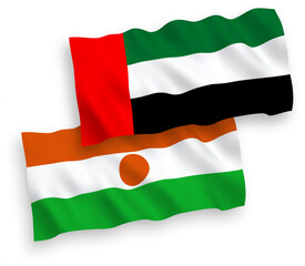 Flags of Republic of the Niger and United Arab Emirates on a white background