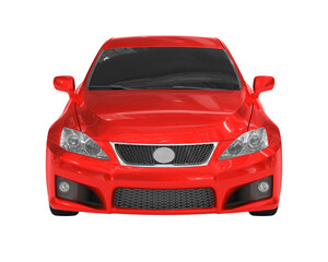 car isolated on white - red paint, tinted glass - front view - 3d rendering © visart