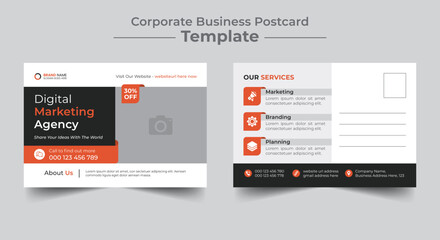 Corporate business postcard or eddm postcard design template layout, digital marketing business postcard