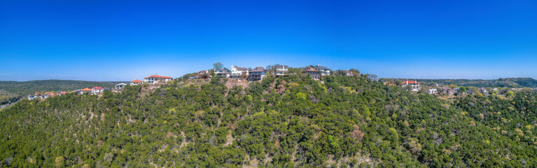 Fototapeta na wymiar Panoramic view of a residential area at the top of a mountain at Austin, Texas