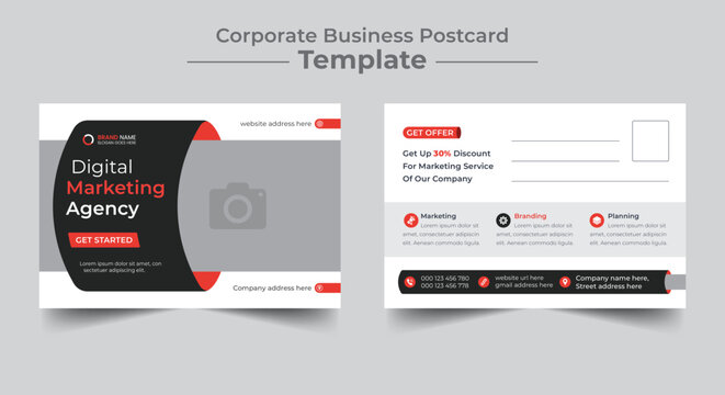 Corporate business postcard or eddm postcard design template layout, digital marketing business postcard
