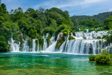 Prominent waterfalls at Krka National Park Croatia
