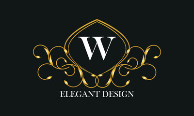 Vintage logo or monogram design with an elegant letter W in the center on a dark background.