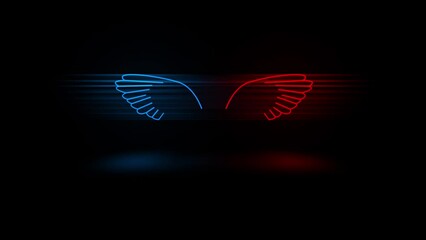 Neon Style Wings on Black