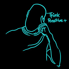 Thinking, positive think, mind set, chat, illustration vector drawing.